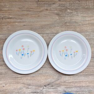 Arcopal Pastoral Salad Plates Set of 2 • French Milk Glass Floral • 7.5” Vintage